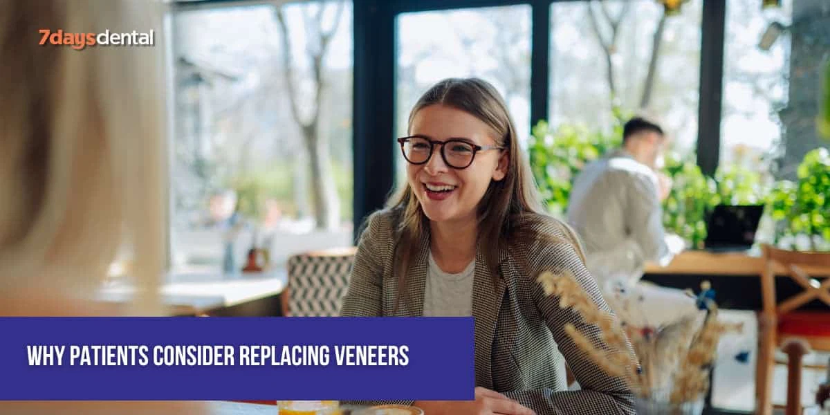 Confident patient enjoying coffee with friends after dental treatment