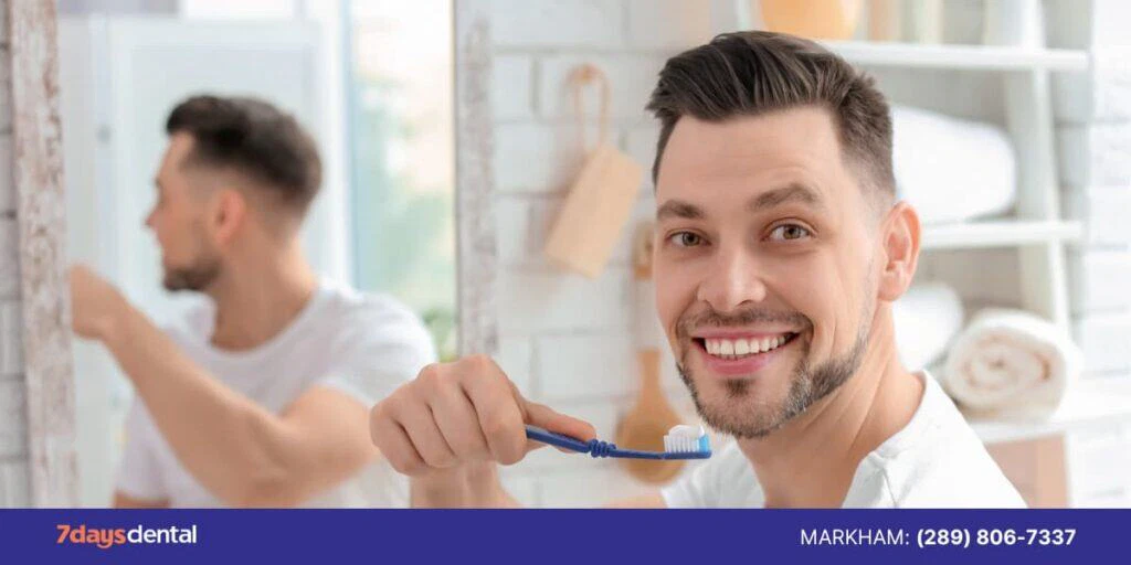 Daily oral care routine helping reduce sensitivity after teeth cleaning