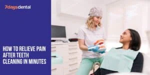 Patient smiling comfortably learning dental cleaning