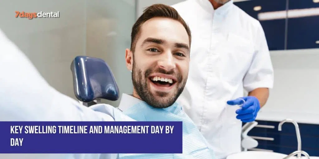 Smiling patient recovering well after wisdom tooth removal