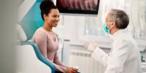 Happy patient at the Clinic for dental bonding